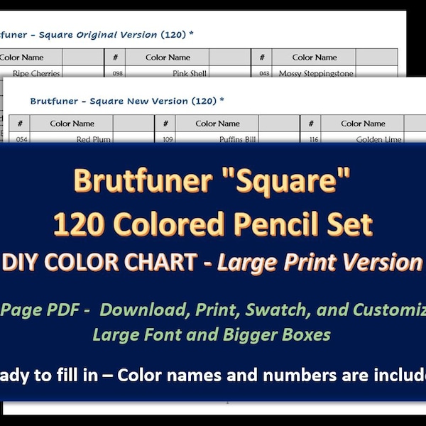 Brutfuner Color Pencil Chart Etsy