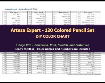Arteza Expert - 120 Colored Pencil Set - DIY Color Chart / Swatch Sheet -  Digital Download