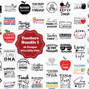 Teacher SVG bundle / TEACHER svg / Teacher Life svg / TEACHER Quote svg / Back to school svg / bundle I 46 designs in svg, eps, and png