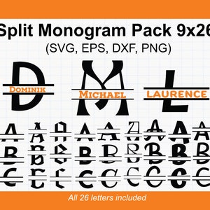 Split Monogram Alphabet SVG