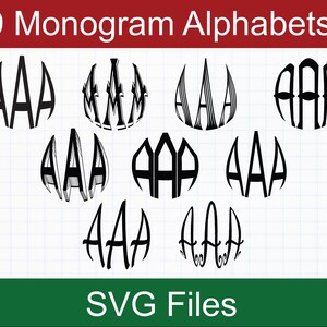 Monogram SVG Bundle, 9 Circular Monogram Alphabets, Monogram Letters SVG, SVG files for Cricut