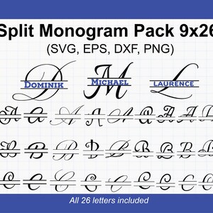 Split Monogram Alphabet SVG