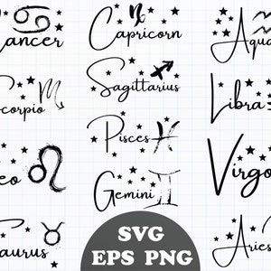 Zodiac SVG Mini Bundle II - 12 designs in svg, eps, and png