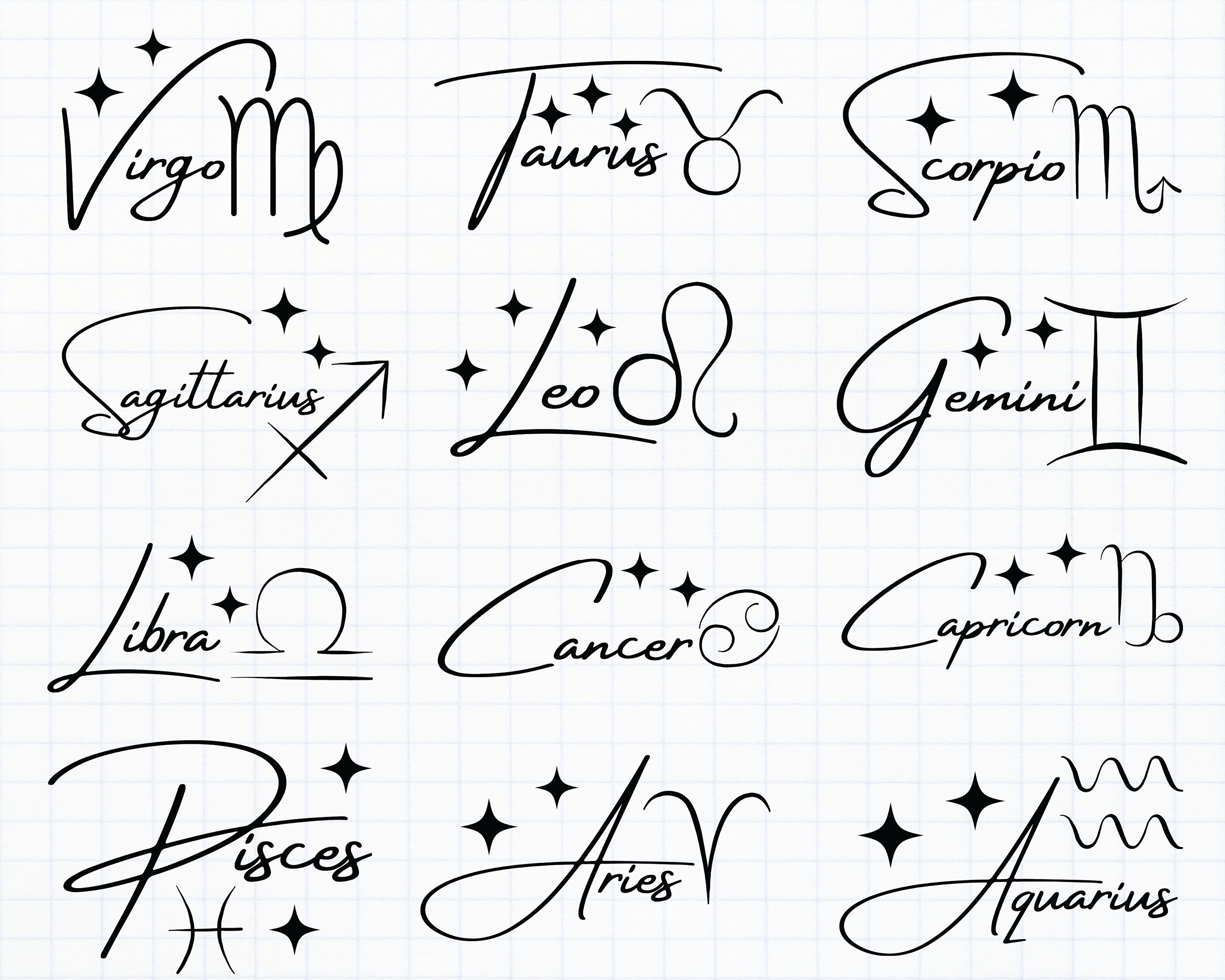 Zodiac SVG Bundle III / Zodiac SVG Collection 36 Designs in Svg, Eps ...