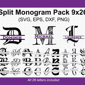 Split Monogram Alphabet SVG
