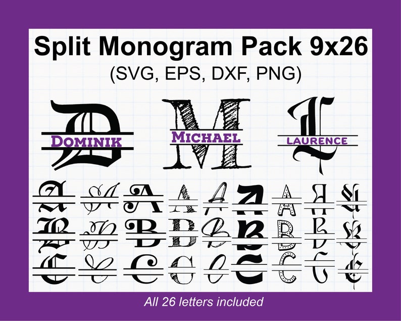 Split Monogram Project Split Monogram Alphabet SVG - Etsy