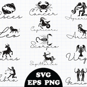 Zodiac SVG Mini Bundle I - 12 designs in svg, eps, and png
