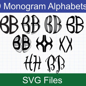 Monogram SVG Bundle, 9 Circular Monogram Alphabets, Monogram Letters SVG, SVG files for Cricut