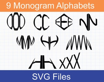Monogram SVG Bundle, 9 Monogram Alphabets, Monogram Letters SVG, SVG files for Cricut