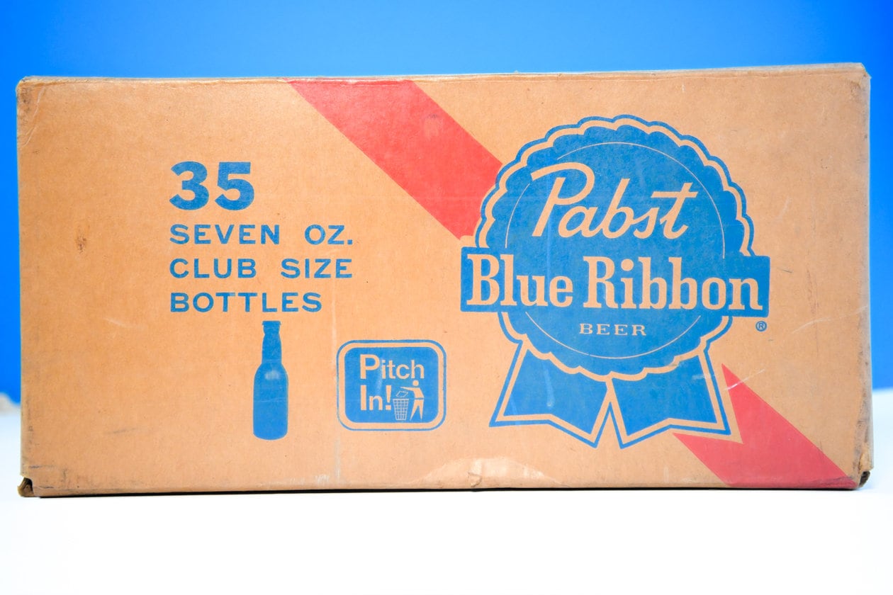 Vintage 1970's Pabst Blue Ribbon Beer PBR Carton Case Box, 35