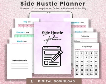 Side Hustle Planner, Entrepreneur Organizer, Business Planner, Work From Home Tracker, Small Business Owner Gift