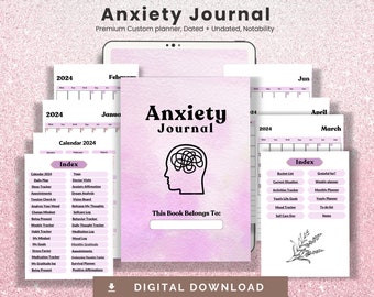 Anxiety Journal, Mental Health Planner, Stress Relief Notebook, Self-Care Diary, Wellness Tracker, Digital  Printable Journal