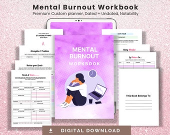 Mental Burnout Workbook, Self-Care Journal, Stress Relief Planner, Anxiety Journal, Self-Help Workbook