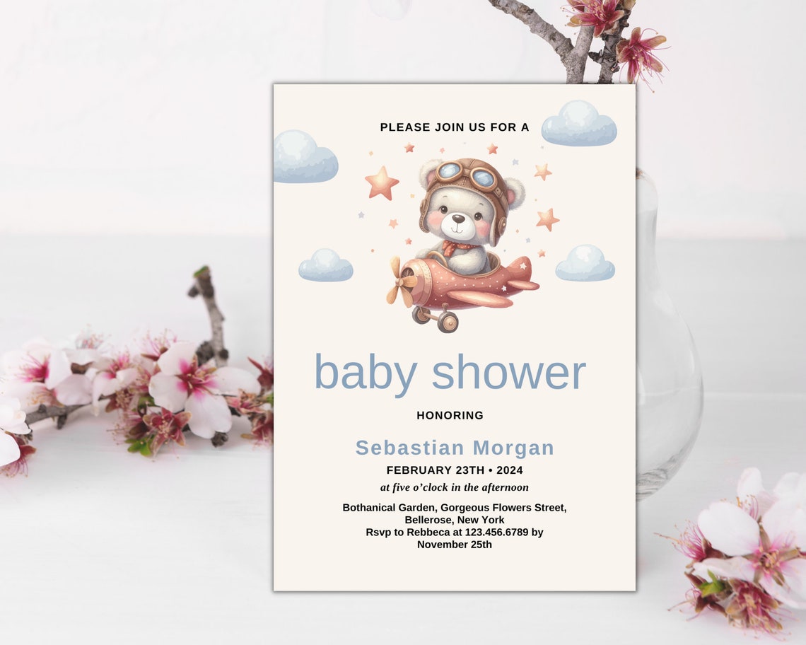 Editable Baby Shower Invitation Template, Printable Baby Shower Invite ...