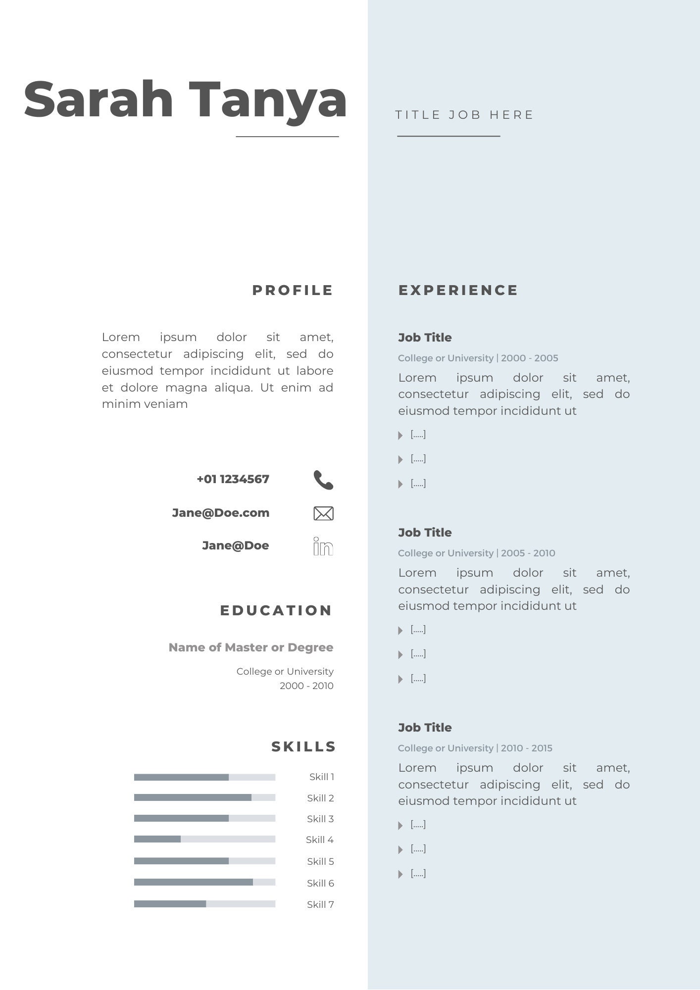Editable Resume Template, Creative Canva Editable Diy Template, Cover ...