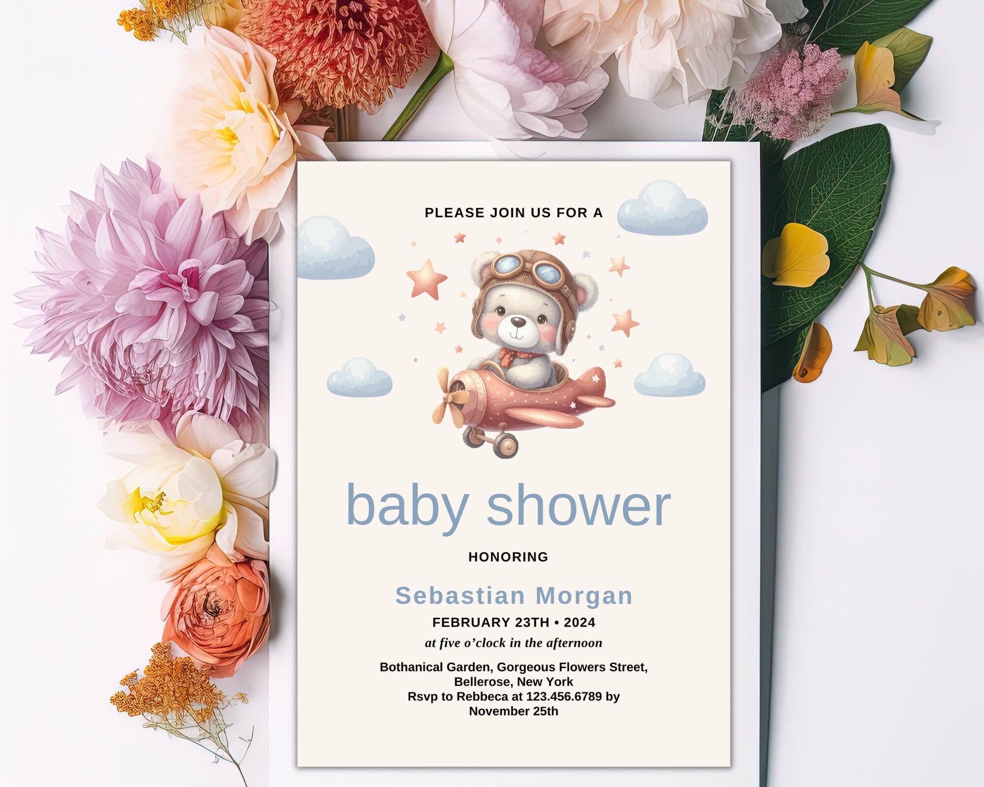Editable Baby Shower Invitation Template, Printable Baby Shower Invite ...