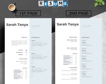 Editable resume template, creative canva editable diy template, cover letter, curriculum vitae resume, modern and professional cv template