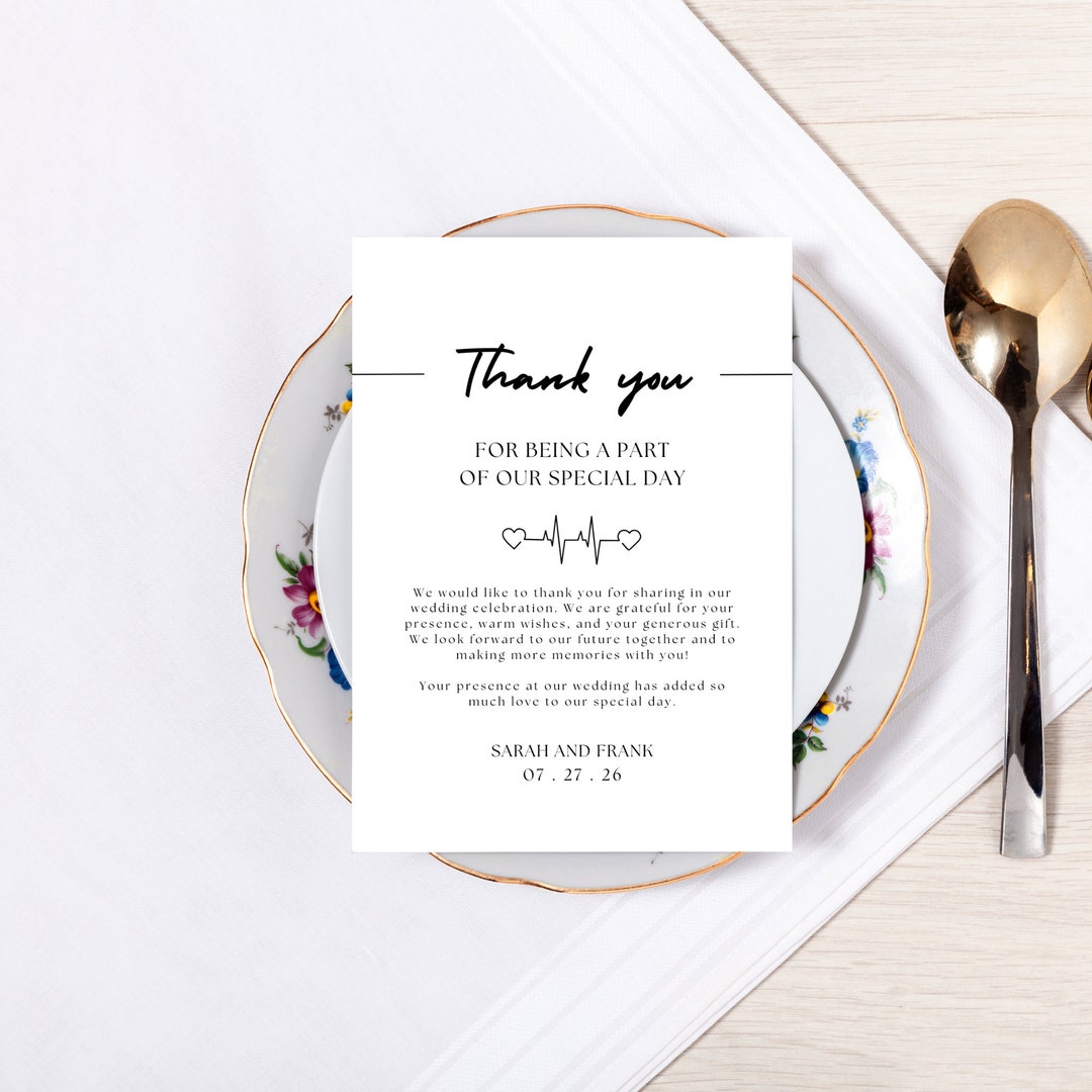 Thank You Card Template, Modern Canva Editable Template, Wedding Thank ...