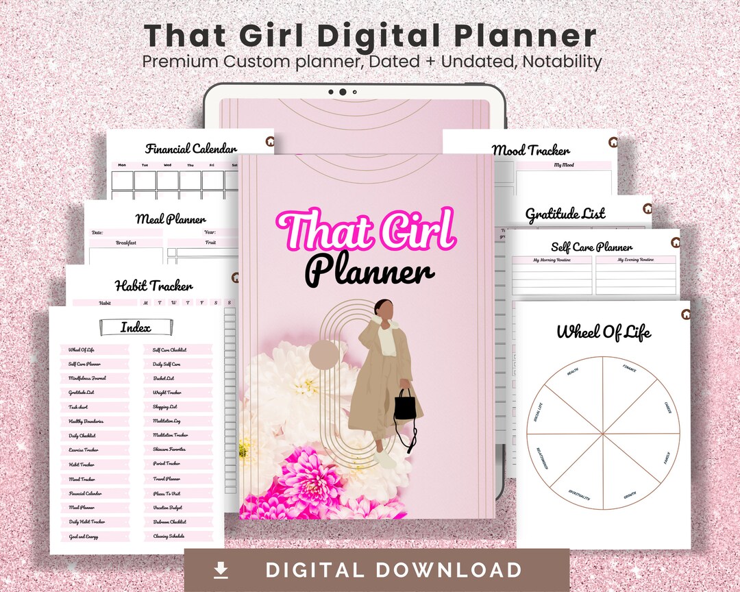 That Girl Digital Planner, Daily Organizer, Weekly Schedule, Monthly ...