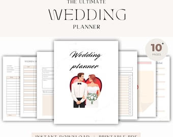 Printable wedding planner binder kit, Wedding planner, Wedding planning checklist, Wedding day schedule, To do list, Budget, Timeline, Book