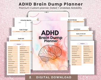 ADHD Brain Dump Planner, Organizer Journal, Mental Health Tracker, Focus Tool, Productivity Journal