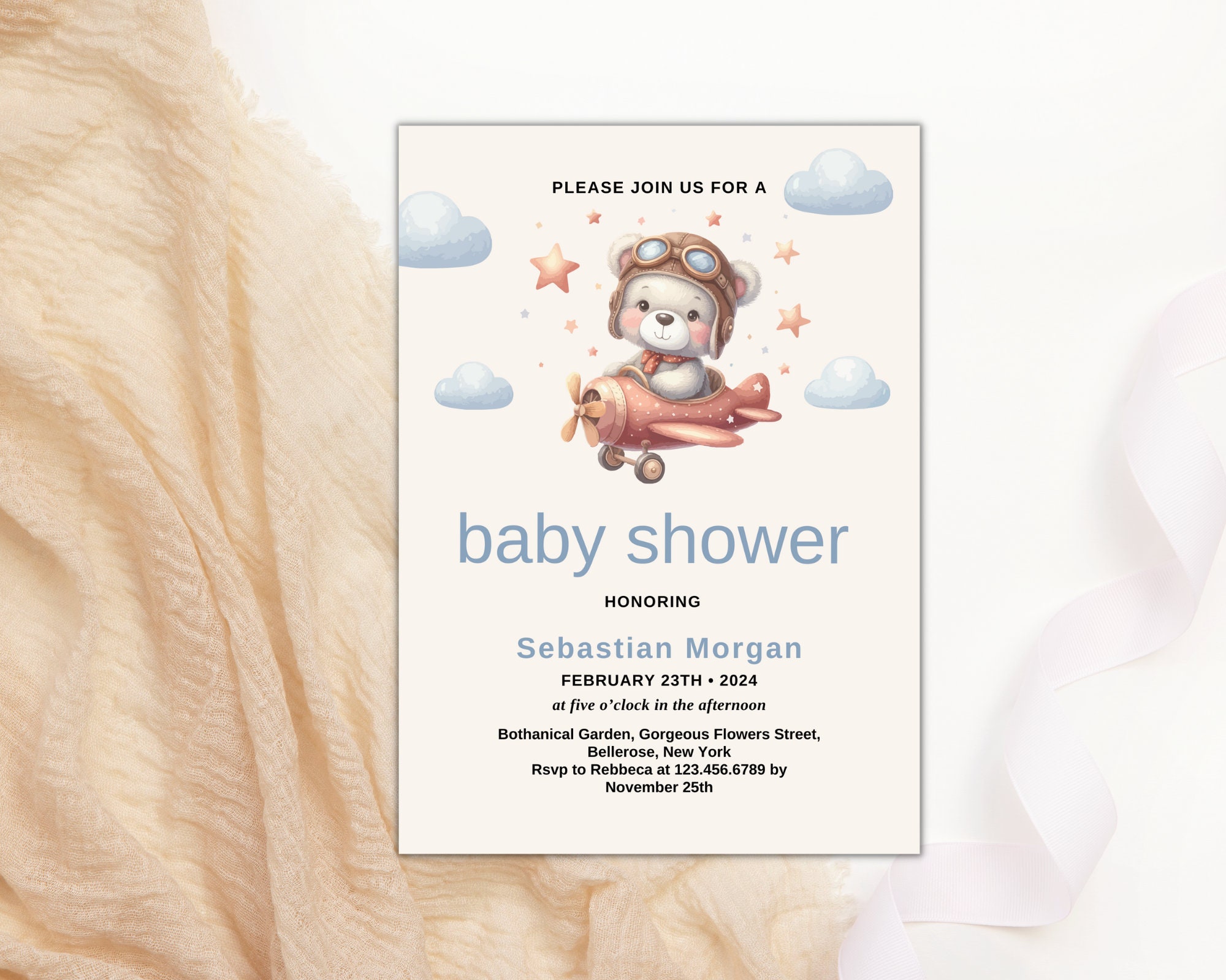 Editable Baby Shower Invitation Template, Printable Baby Shower Invite ...
