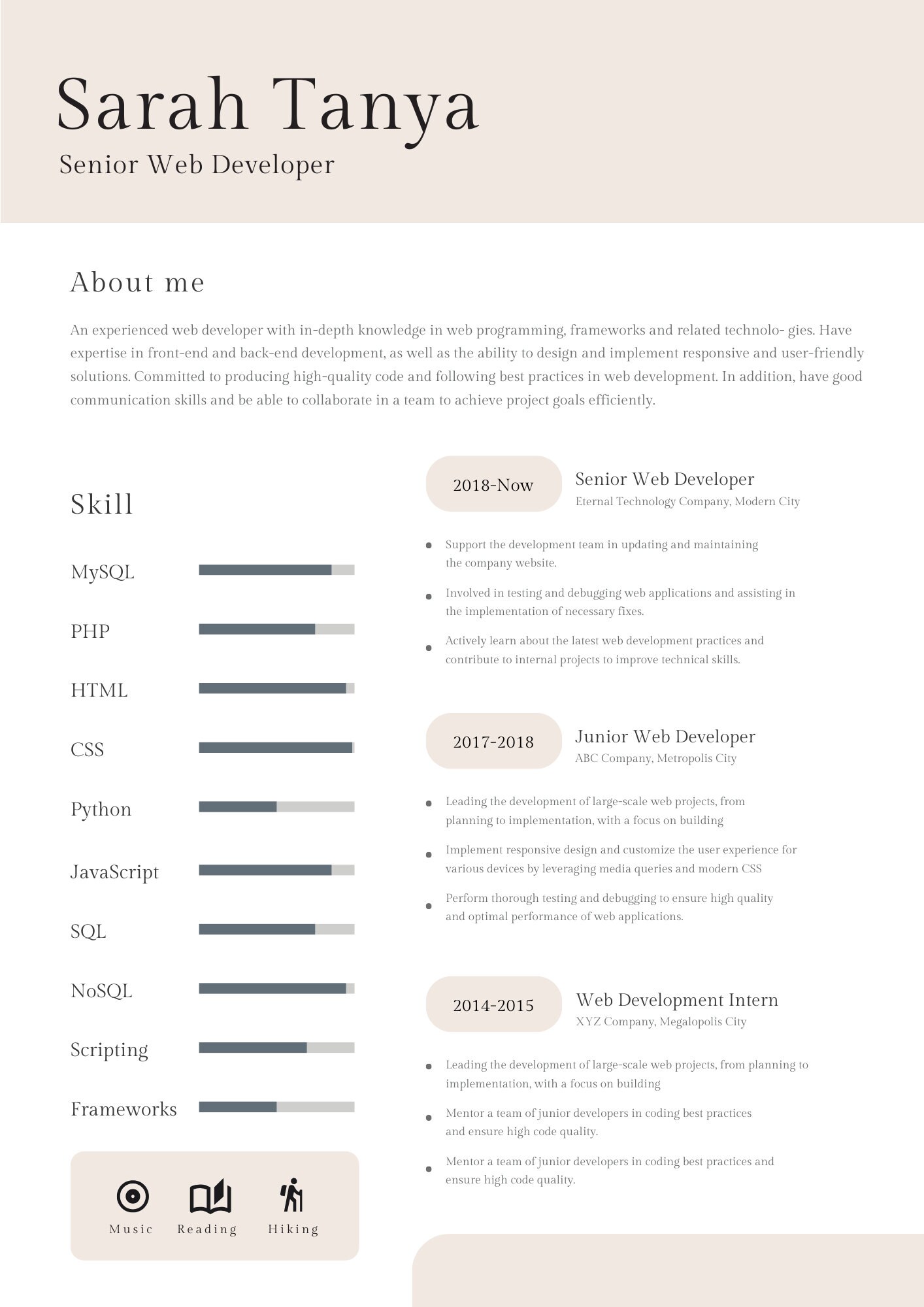 Web Developer Resume Template, Creative Canva Editable Diy Template ...