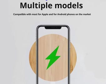 Bamboo Wireless Fast Charger | Works with all iPhone and Android Phones | Wireless Qi Charger | USB C Cable