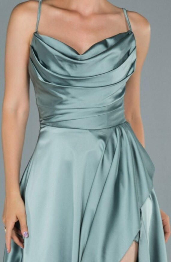 Vestido de noche azul turquesa saxo vestidos de dama de - Etsy México