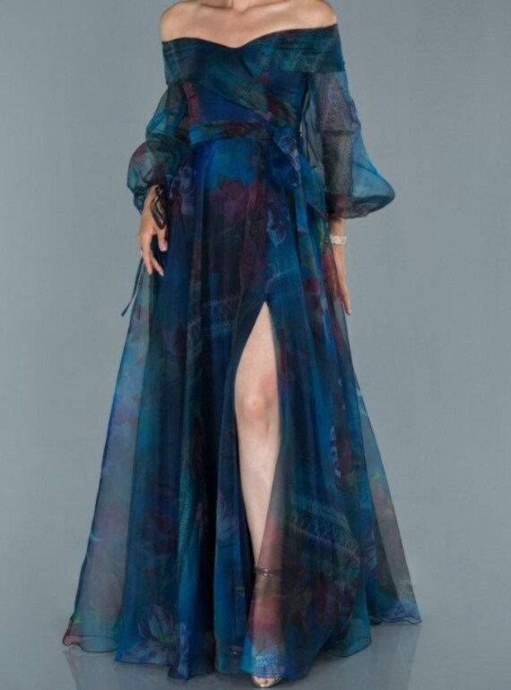 Petrol Blue Long Sleeve Maxi Dress Long 