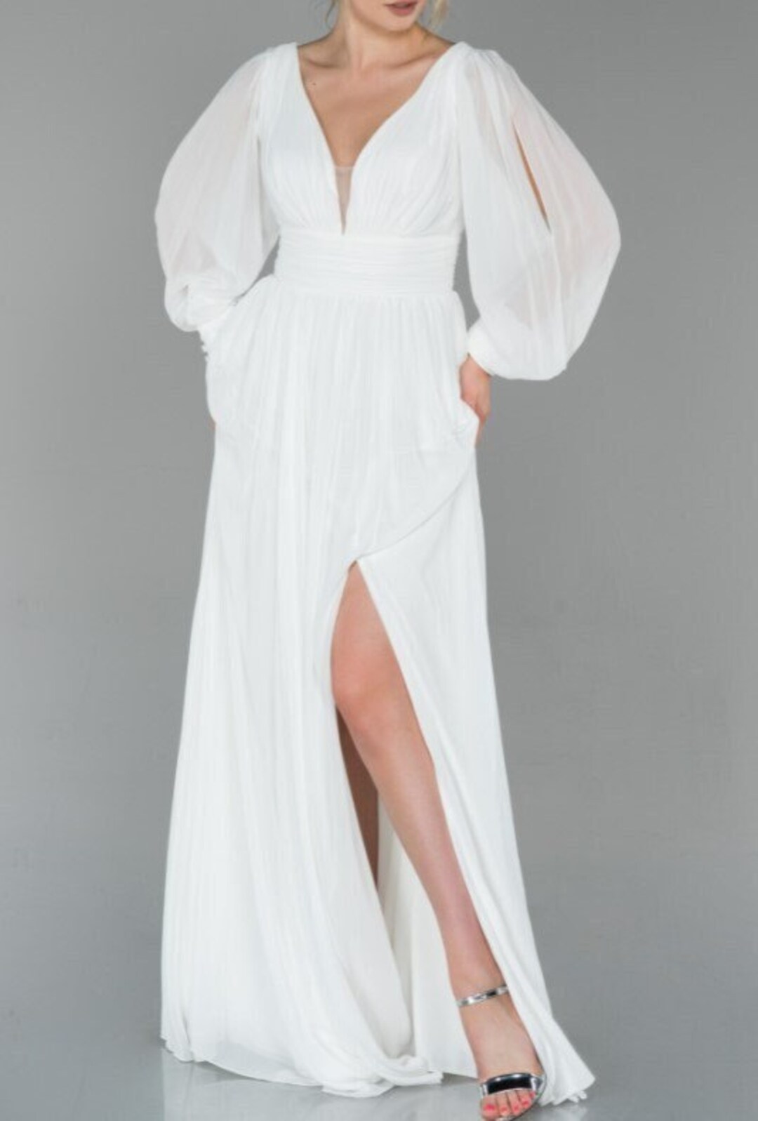 White Long Sleeves Party Gown White Homecoming Dress Y6833 main image 1