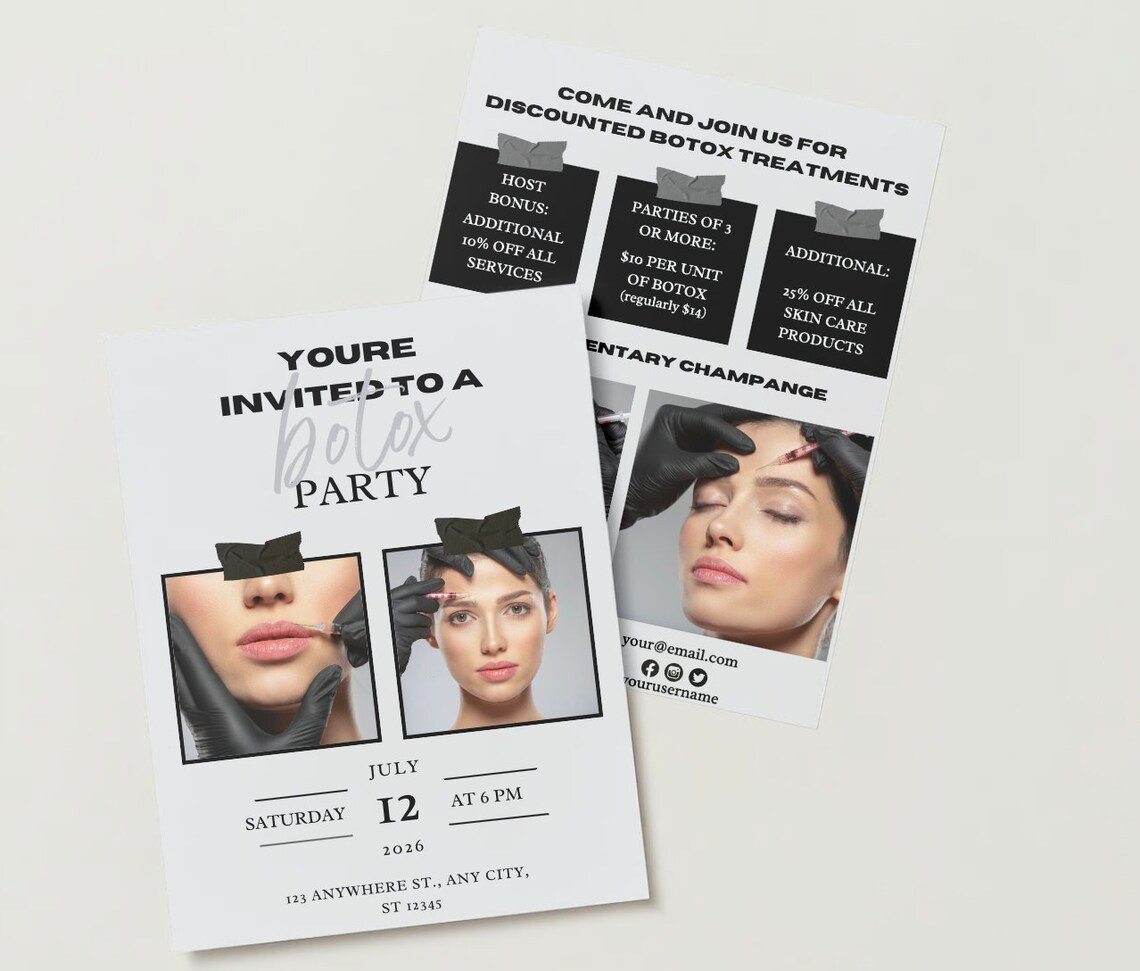 Botox Raffle DIY Botox Party Flyer Template, Editable Printable, Poster Digital ...