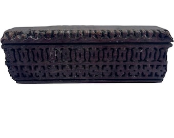 VTG India Hand Carved Wooden Textile Block Print Stamp Geometric Floral Craft