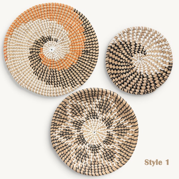 Chaumiere Wall Basket Decor | Set of 3  | Boho Bedroom Decor | Wicker Wall Woven Baskets | Rattan Wall Decor | Hanging Woven Wall Basket