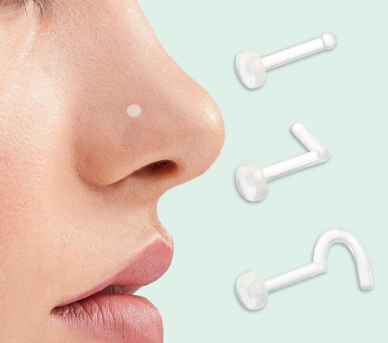 Clear Nose Retainer, Piercing Retainers Glass Curved or Straight