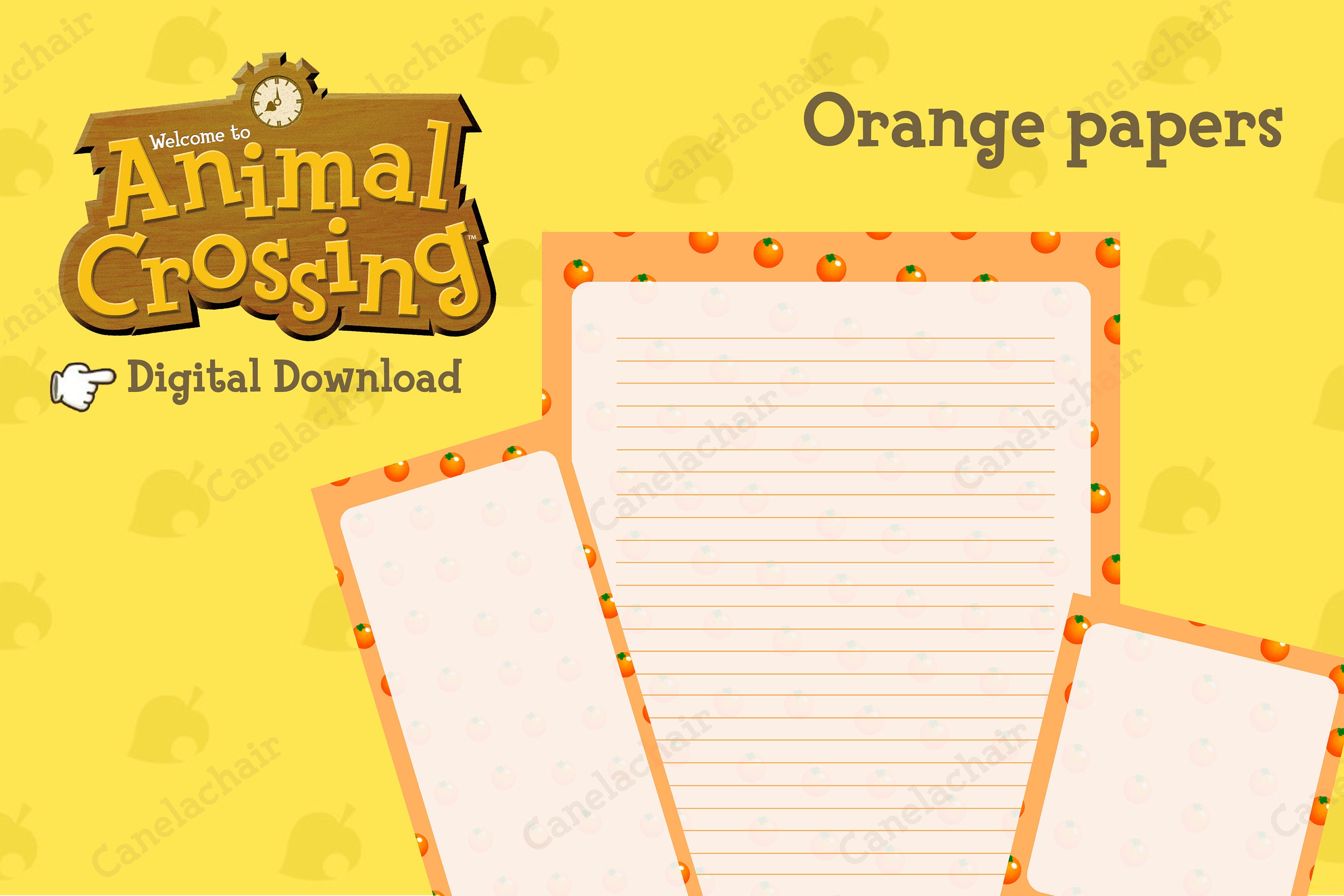 Animal Crossing paper/notepad/note Digital Download, orange