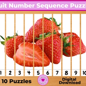 Fruits Number Sequence Puzzles| Child Inspired Printables| Digital Download| Montessori, Homeschool, Preschool, PreK, Kindergarten