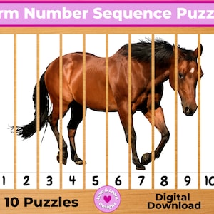 Farm Number Sequence Puzzles| Child Inspired Printables| Digital Download| Montessori, Homeschool, Preschool, PreK, Kindergarten