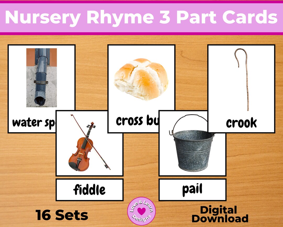 Nursery Rhyme 3 Part Cards Child Inspired Printable Etsy