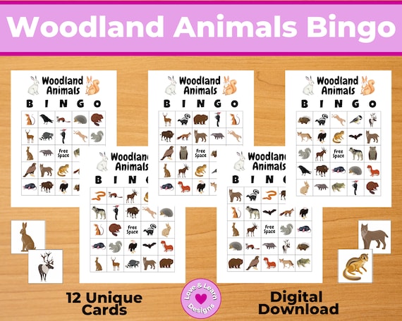 Woodland Animals Bingo Digital Download Printable Play Based - Etsy