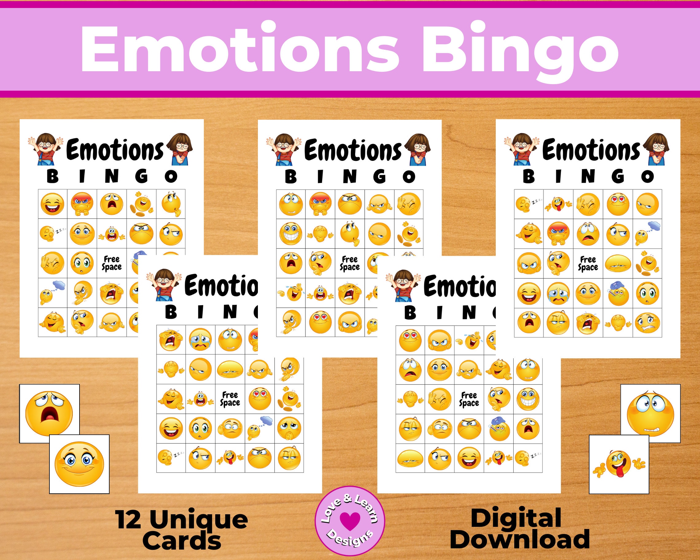 JUEGO DE BINGO DE EMOCIONES PARA NIÑOS DE INFANTIL