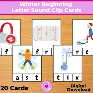 Tarjetas de clip de sonido de carta de inicio de invierno / Descarga digital imprimible inspirada en el niño / Montessori, educación en el hogar, preescolar, jardín de infantes