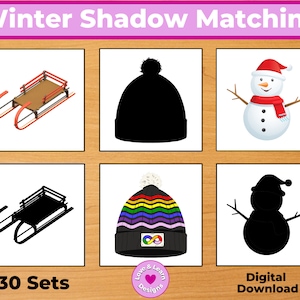 Cartes assorties d'ombre d'hiver| Imprimés inspirés des enfants | Téléchargement numérique | Montessori, Homeschool, Préscolaire, PreK, Kindergarten
