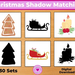 Cartões de harmonização da sombra do Natal | Imprimíveis inspirados em crianças | Download digital | Montessori, ensino doméstico, pré-escola, pré-escola, jardim de infância