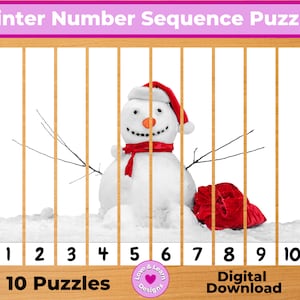 Winter Number Sequence Puzzles| Child Inspired Printables| Digital Download| Montessori, Homeschool, Preschool, PreK, Kindergarten