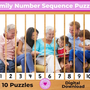 Family Number Sequence Puzzles| Child Inspired Printables| Digital Download| Montessori, Homeschool, Preschool, PreK, Kindergarten