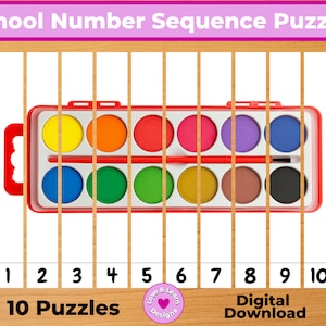 School Number Sequence Puzzles| Child Inspired Printables| Digital Download| Montessori, Homeschool, Preschool, PreK, Kindergarten