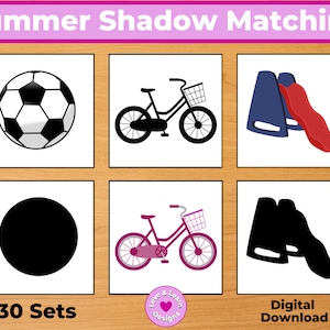 Summer Shadow Matching Cards Printable Digital Download| Montessori, Homeschool, Preschool, PreK, Kindergarten