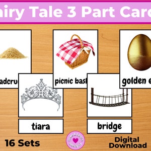 Märchen 3 Teilige Karten| Kind Inspiriert Printable| Digitaler Download | Montessori, Homeschool, Vorschule, Kindergarten, Schule