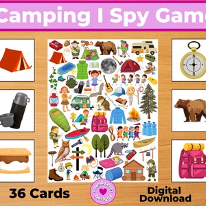 Camping I Spy Matching Game Téléchargement numérique | Activité basée sur le jeu imprimable | Enseignement à la maison, Préscolaire, Jardin d'enfants, École, Maison, Fêtes